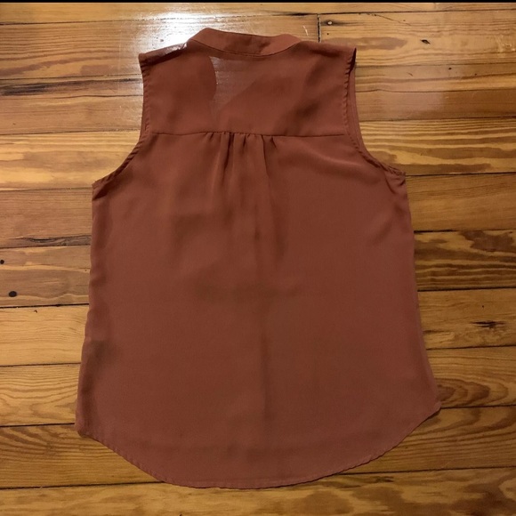 Mine Womens Top Blouse Ruffle Shirt Polyester Gold Buttons Orange Size Medium - Picture 4 of 8